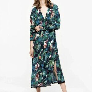 Zadig & Voltaire Green Floral Roux Jungle Guitar Midi Dress Women’s Size Medium